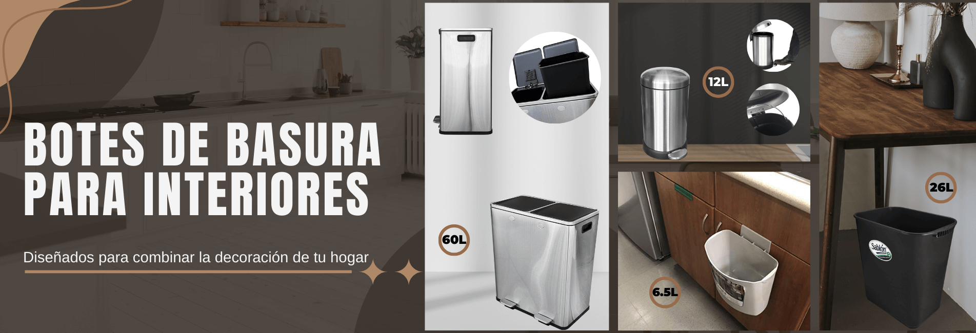 Botes de basura para interiores Botes de basura para interiores